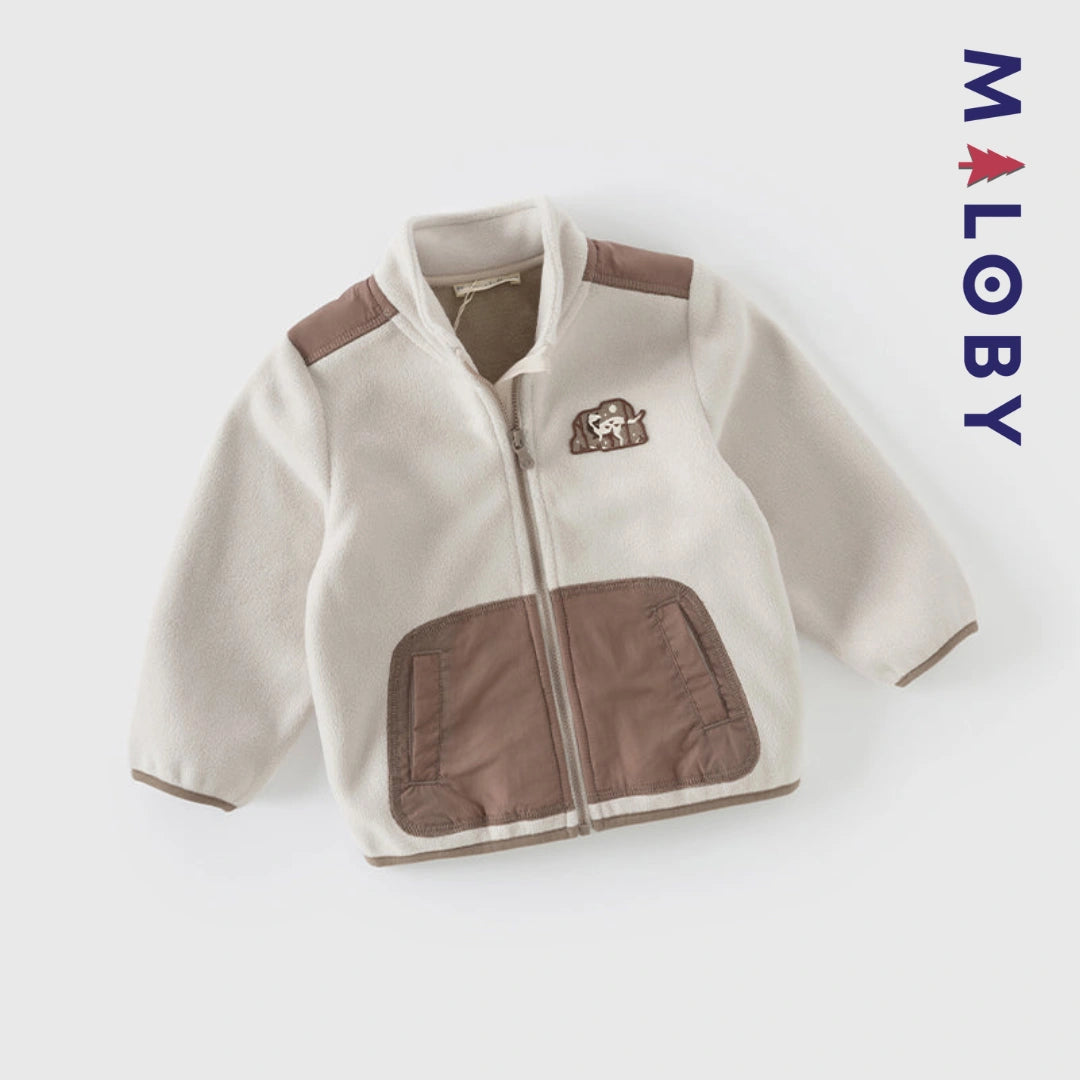Sweat zippé en maille polaire enfant garçon - Beige -robes et ensembles pour filles, bébés et garcons - MALOBY