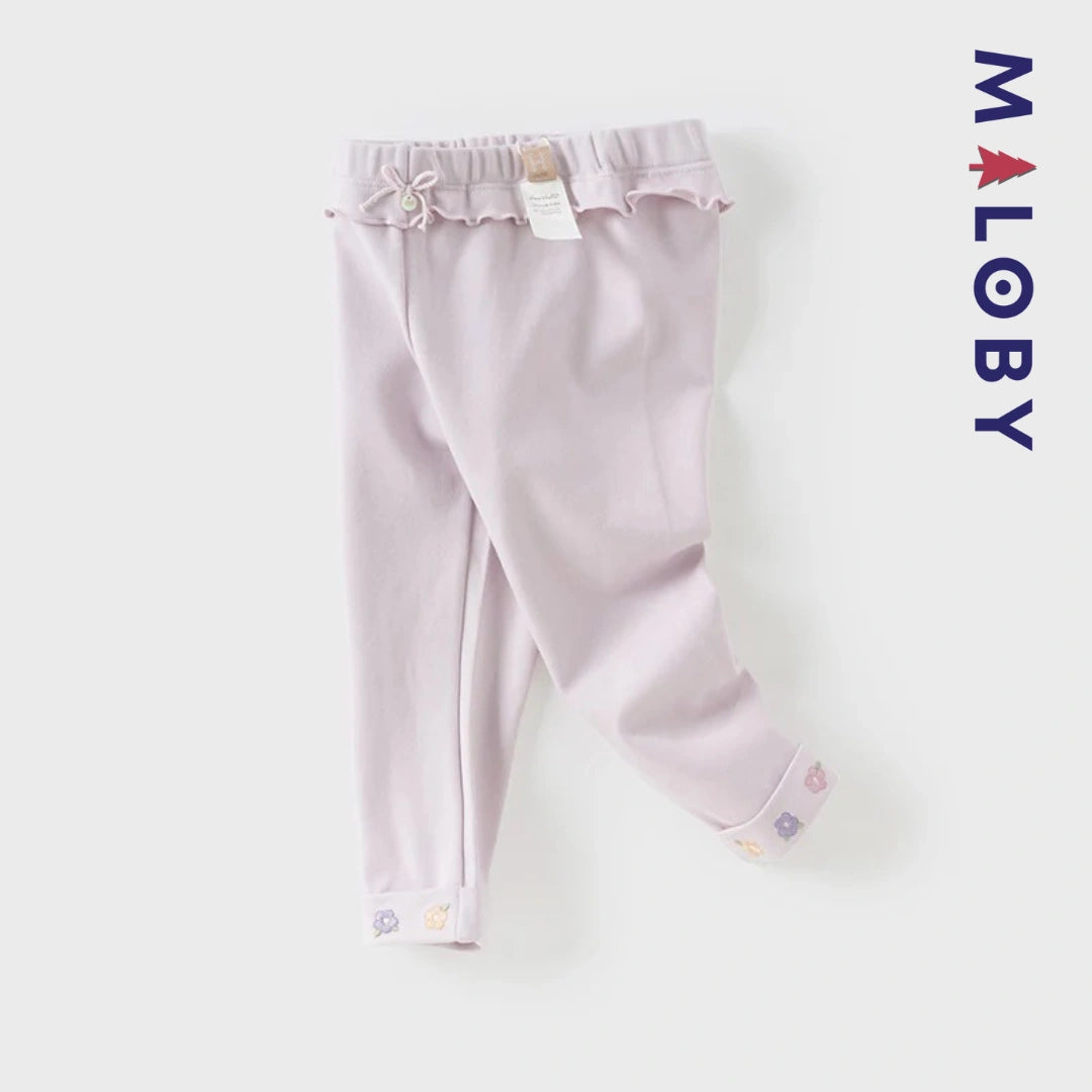 Legging à bas brodé enfant fille-beige/violet