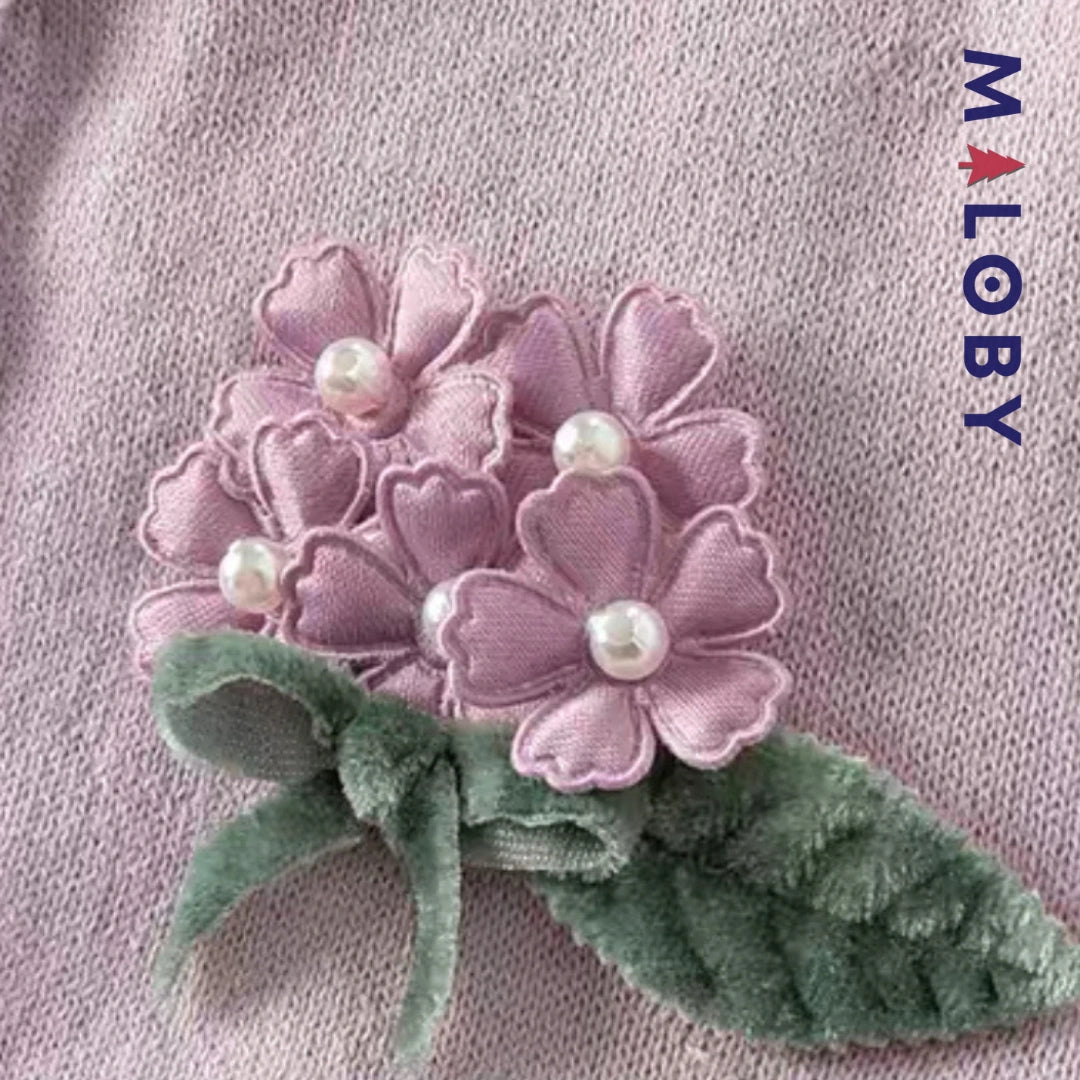 Robe cérémonie bi-matière enfant fille- violet -robes et ensembles pour filles, bébés et garcons - MALOBY