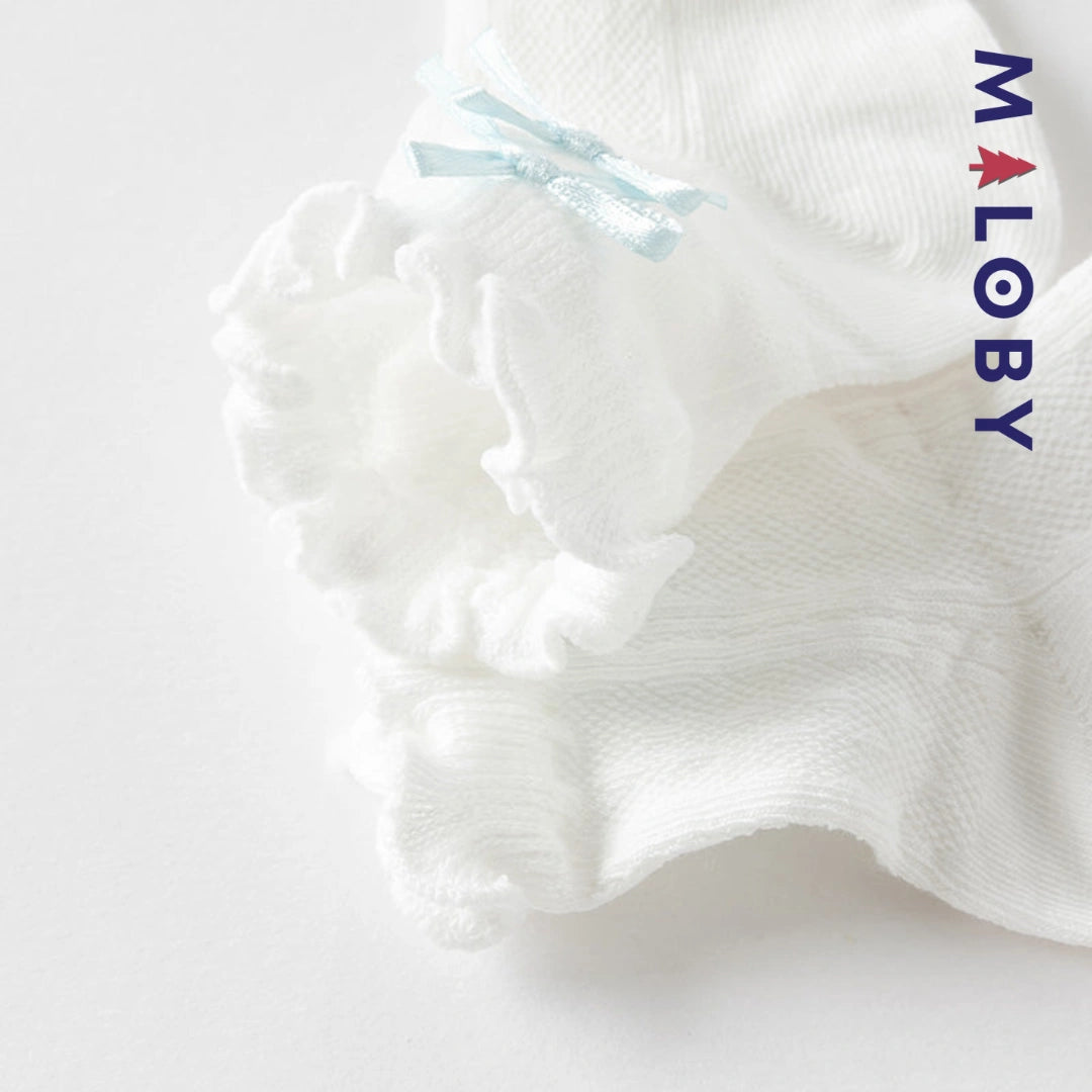 Chaussettes mi-mollet à nœud enfant fille - Blanc