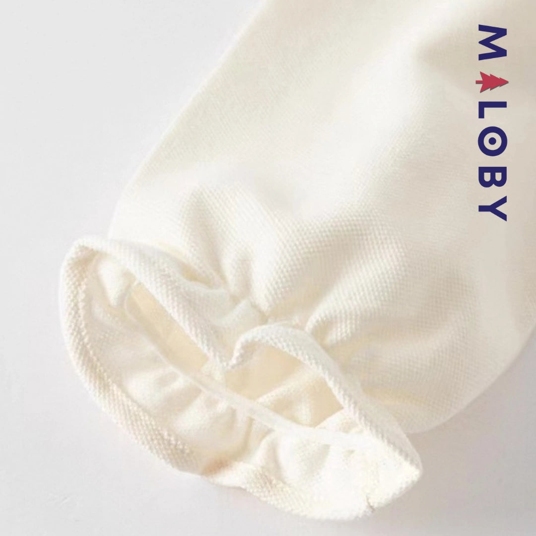 Robe manches longues en piqué de coton enfant fille- Beige