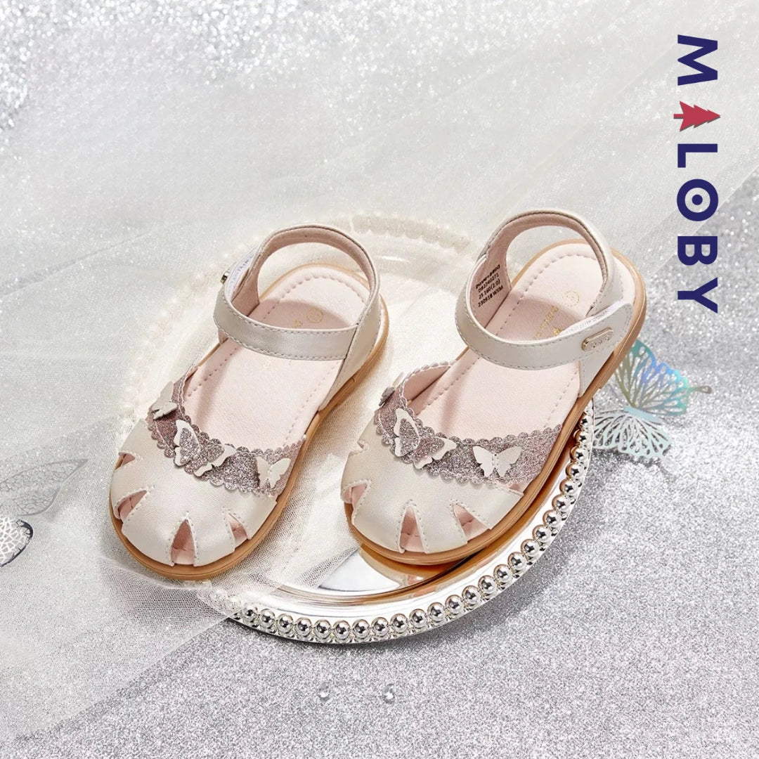 Sandales scratchées fermées enfant fille- champagne -robes et ensembles pour filles, bébés et garcons - MALOBY