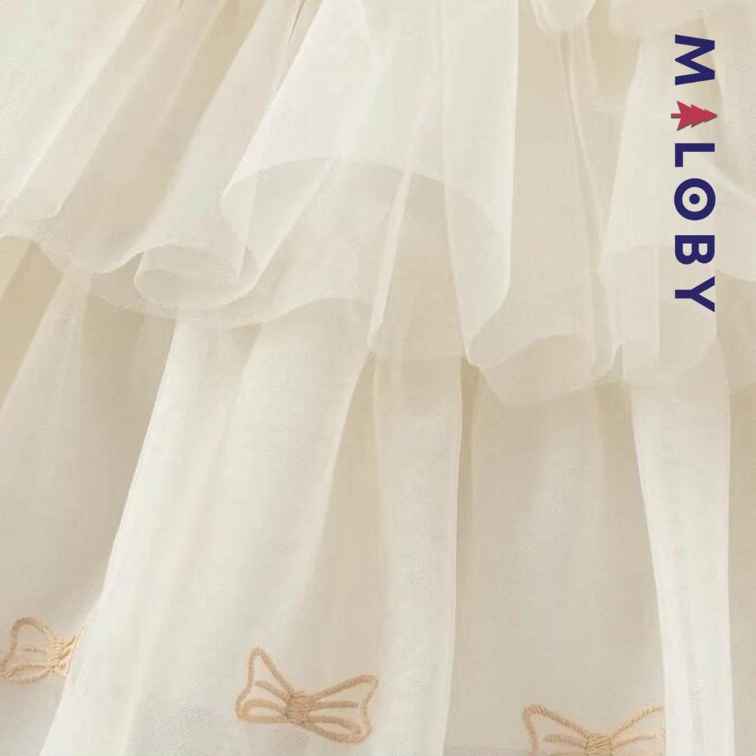Jupe à volants en tulle enfant fille- Beige/Marine -robes et ensembles pour filles, bébés et garcons - MALOBY