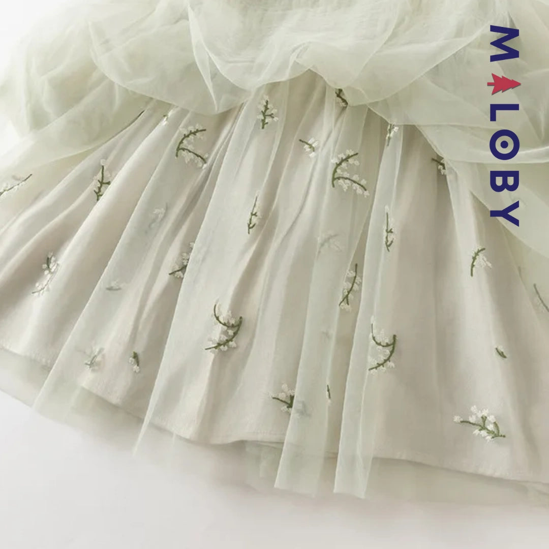 Robe de cérémonie à smocks enfant fille - vert