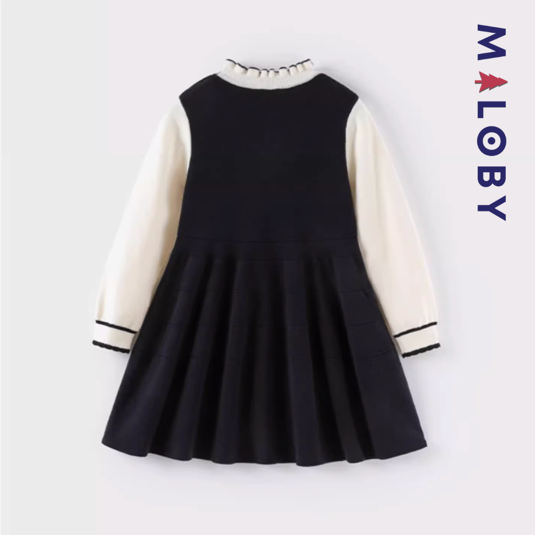 Robe habillée effet 2 en 1 enfant fille- marine -robes et ensembles pour filles, bébés et garcons - MALOBY