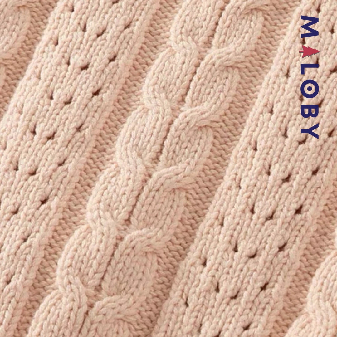 Pull en maille à torsades enfant fille- rose
