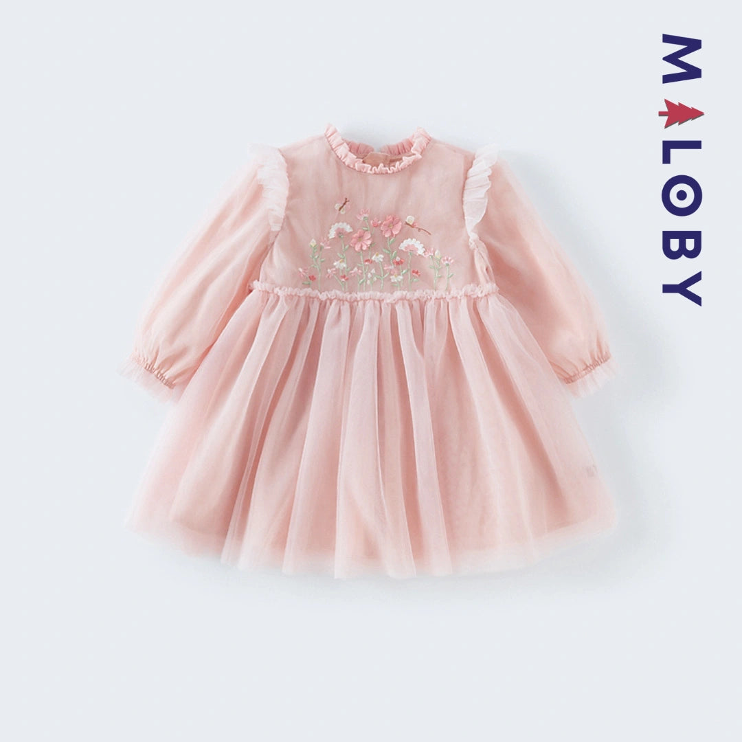 Robe de cérémonie en tulle - rose/jaune -robes et ensembles pour filles, bébés et garcons - MALOBY