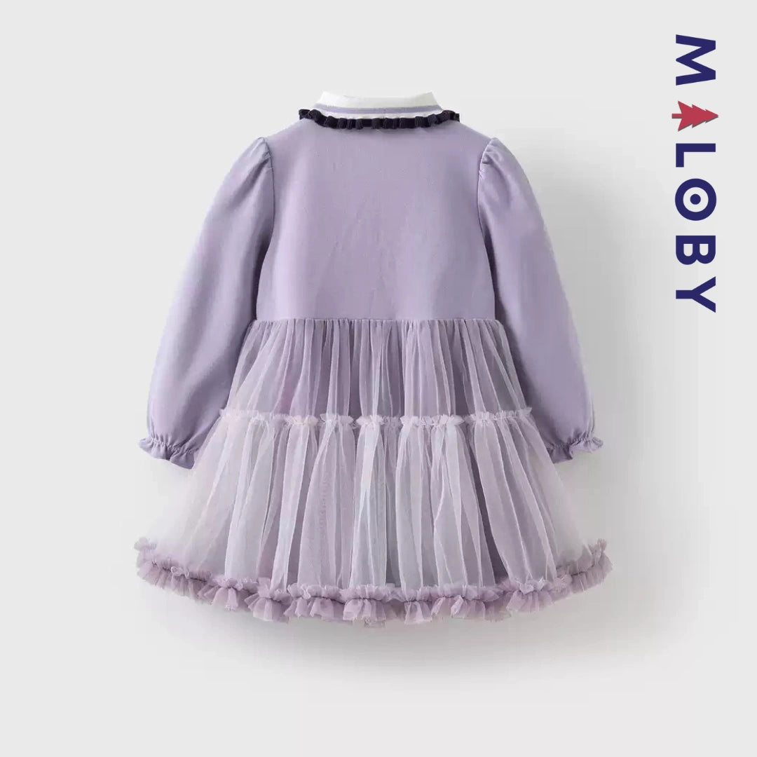 Robe col polo enfant fille- violet -robes et ensembles pour filles, bébés et garcons - MALOBY