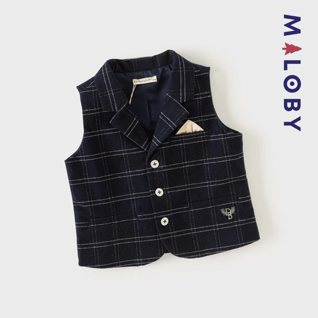 Ensemble cérémonie à carreaux enfant garçon - marine -robes et ensembles pour filles, bébés et garcons - MALOBY