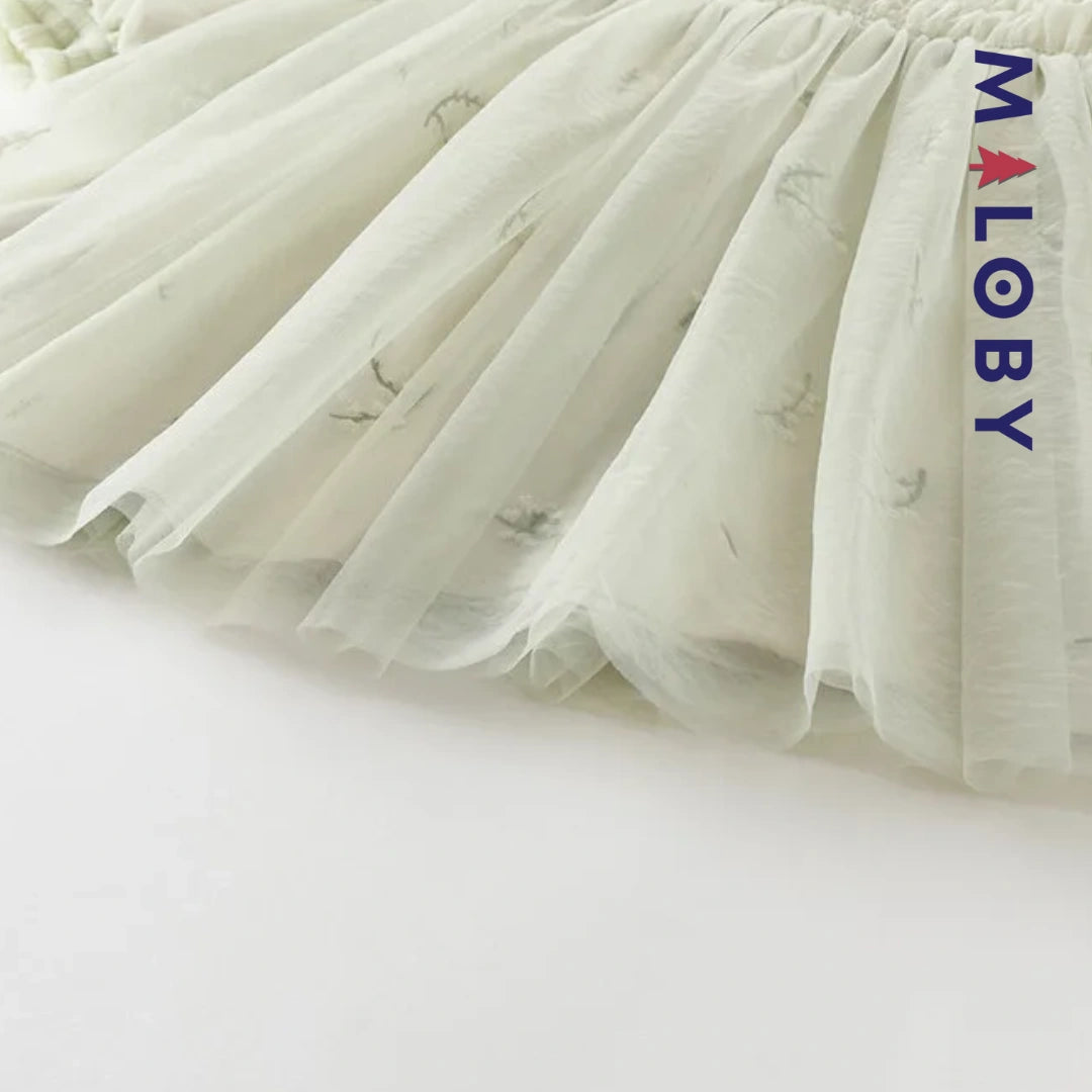 Robe de cérémonie à smocks enfant fille - vert