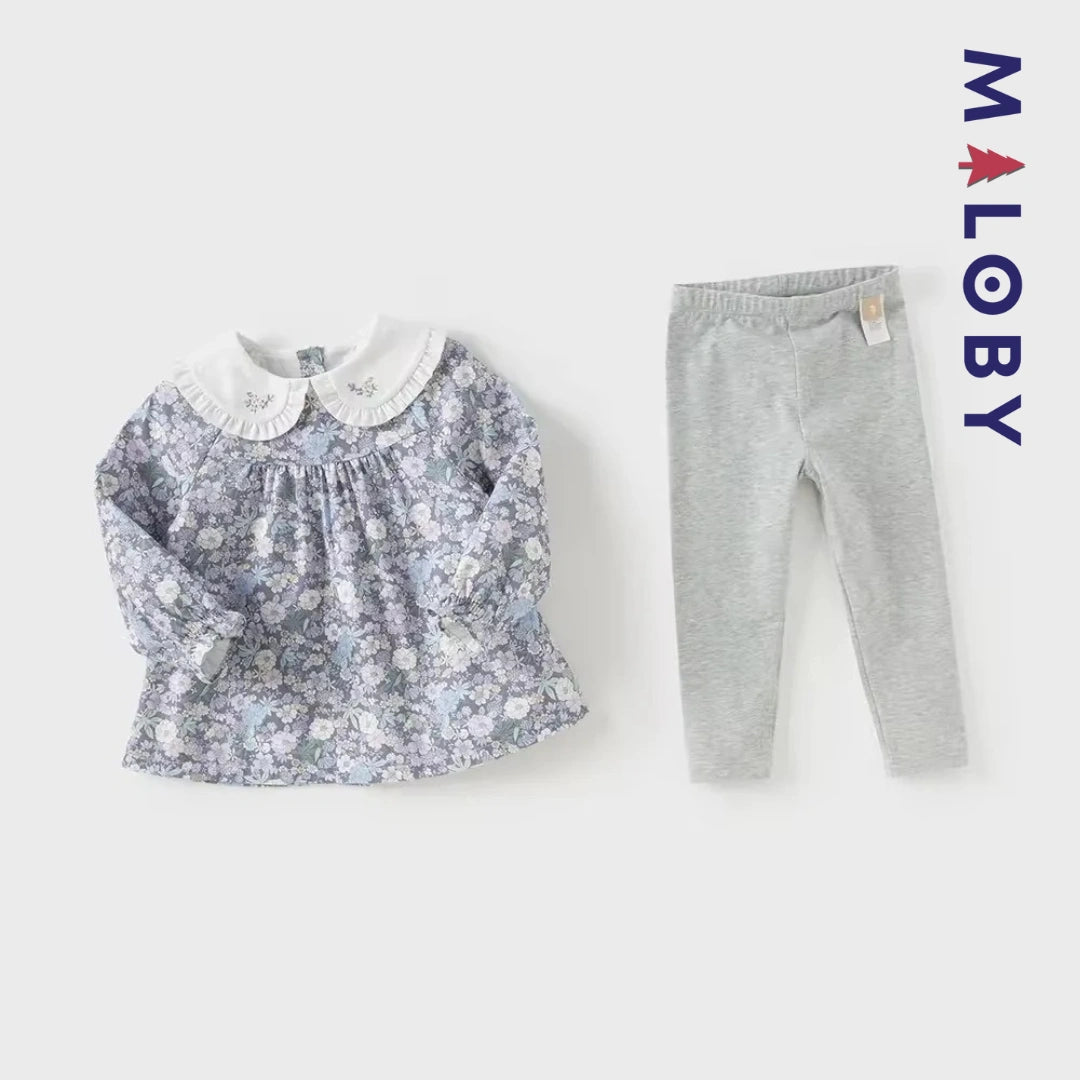 Ensemble 2 pièces blouse + Legging enfant fille- floral