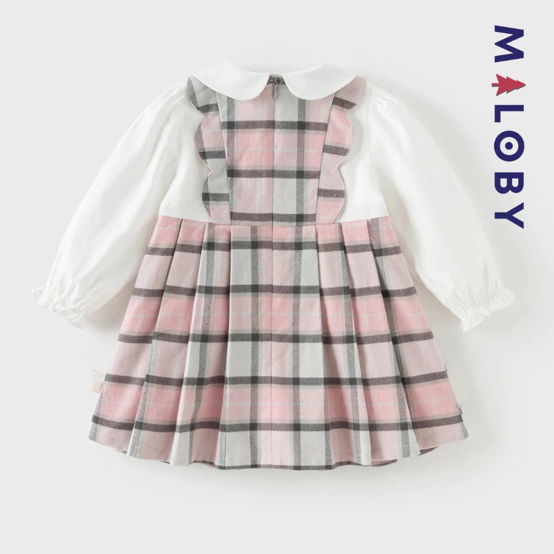 Robe bi-matière effet 2 en 1 enfant fille- rose/gris