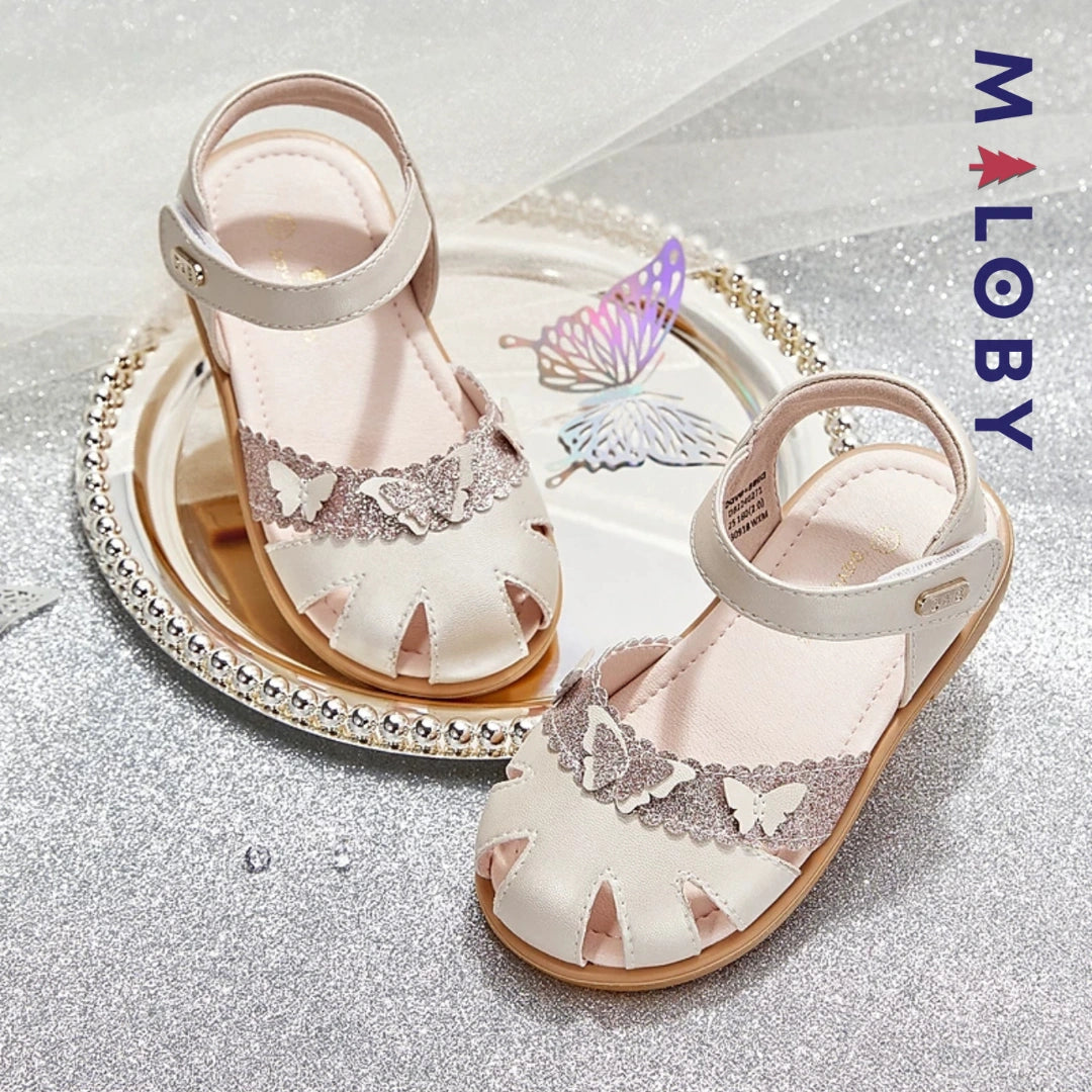 Sandales scratchées fermées enfant fille- champagne -robes et ensembles pour filles, bébés et garcons - MALOBY