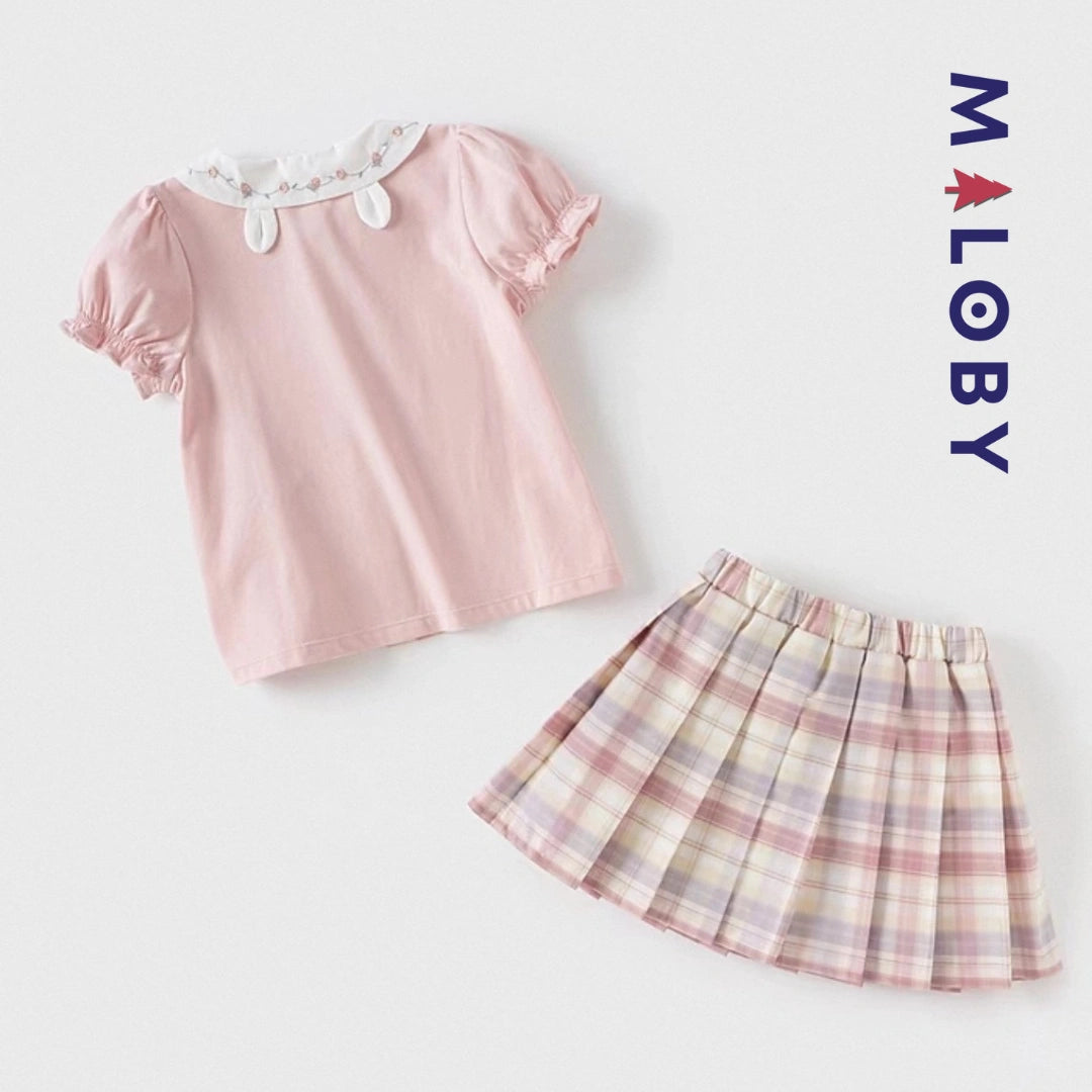 Ensemble d'été Jupon + chemise enfant fille - Rose