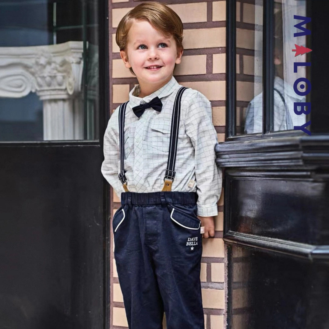 Ensemble cérémonie pantalon+ chemise à carreaux enfant garçon -Bleu -robes et ensembles pour filles, bébés et garcons - MALOBY