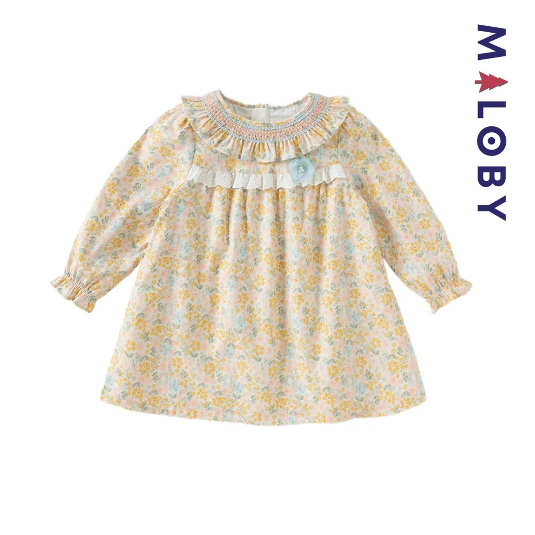 Robe fleurie manches longues enfant fille- Floral