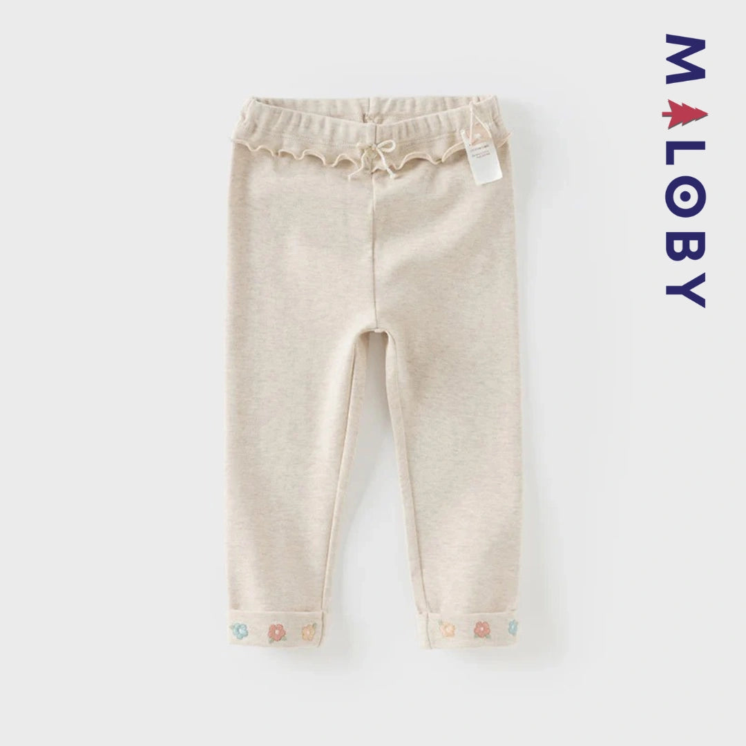 Legging à bas brodé enfant fille-beige/violet