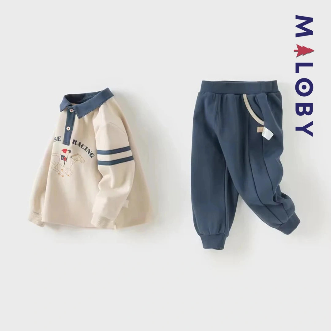 Ensemble sport sweat + jogging garçon - beige