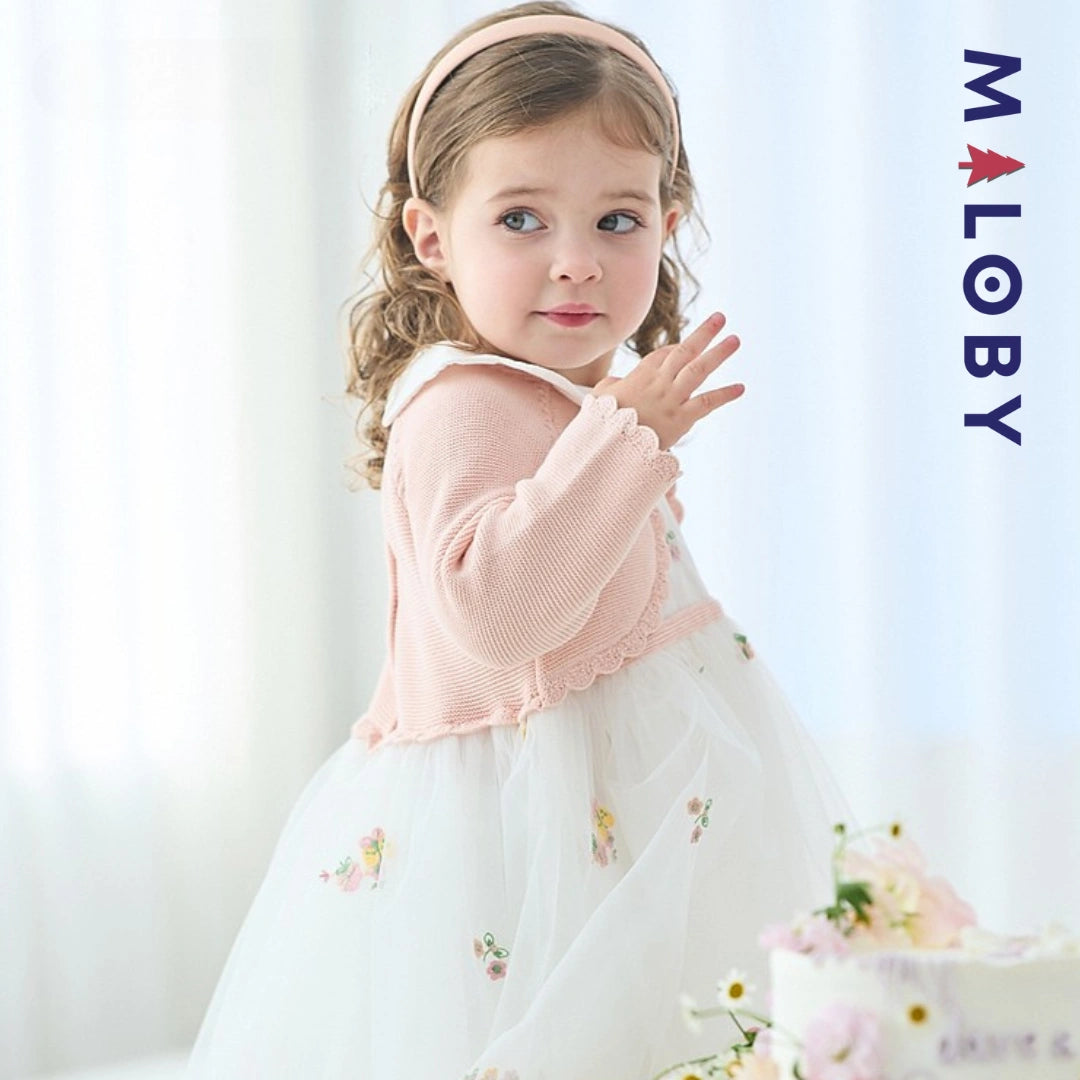 Robe cérémonie avec Boléro intégré- rose pâle -robes et ensembles pour filles, bébés et garcons - MALOBY