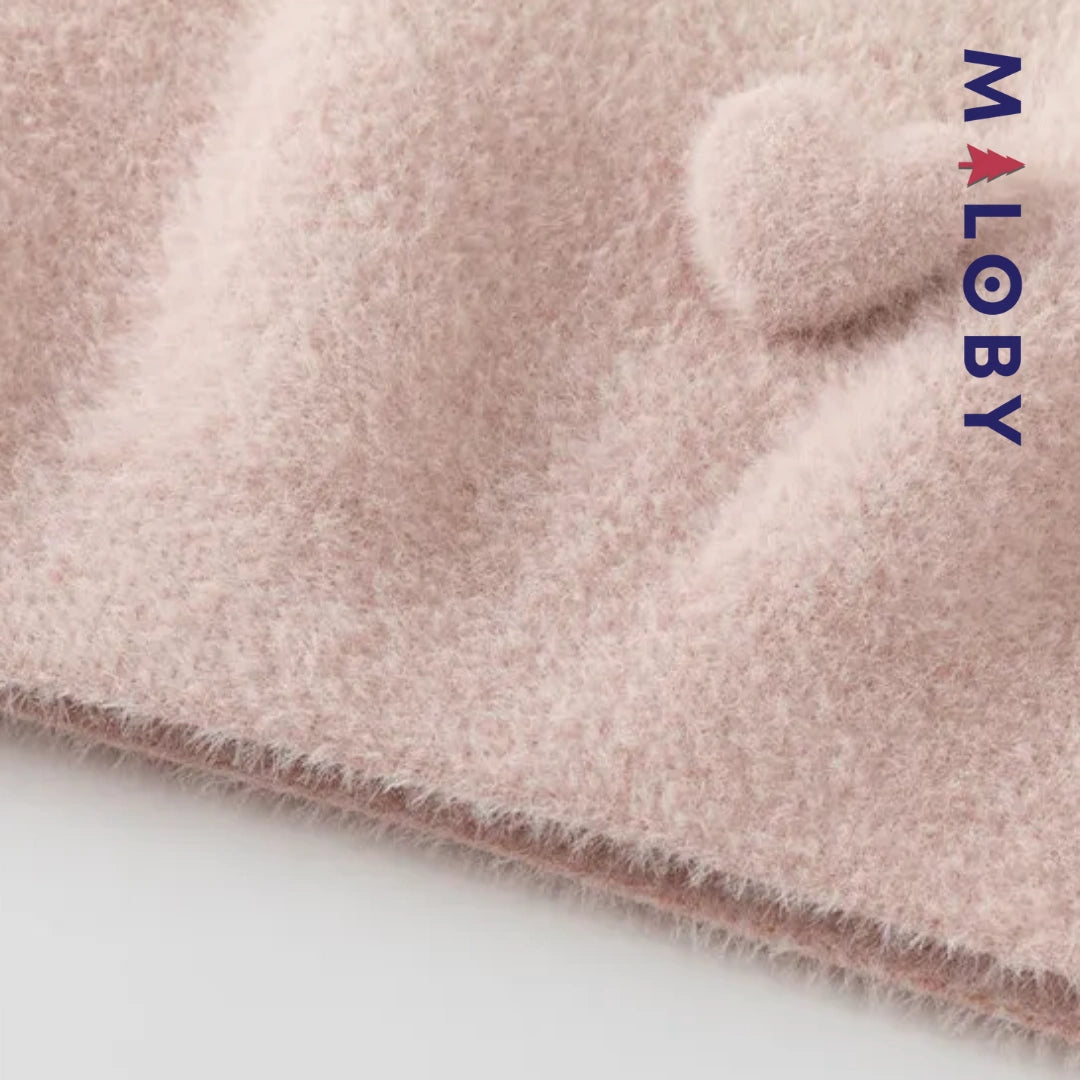 Pull en maille avec cœur en relief enfant fille- Rose