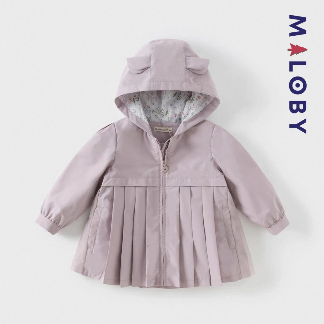 Trench à capuche doublure imprimé enfant fille- violet -robes et ensembles pour filles, bébés et garcons - MALOBY