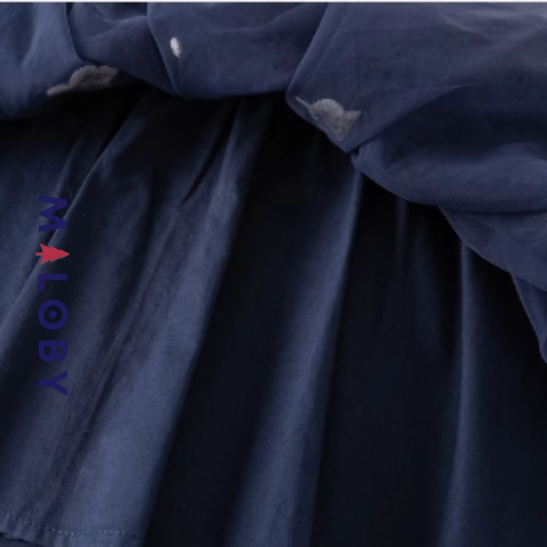 Jupon de fête en tulle brodé + legging intégré - Bleu -robes et ensembles pour filles, bébés et garcons - MALOBY