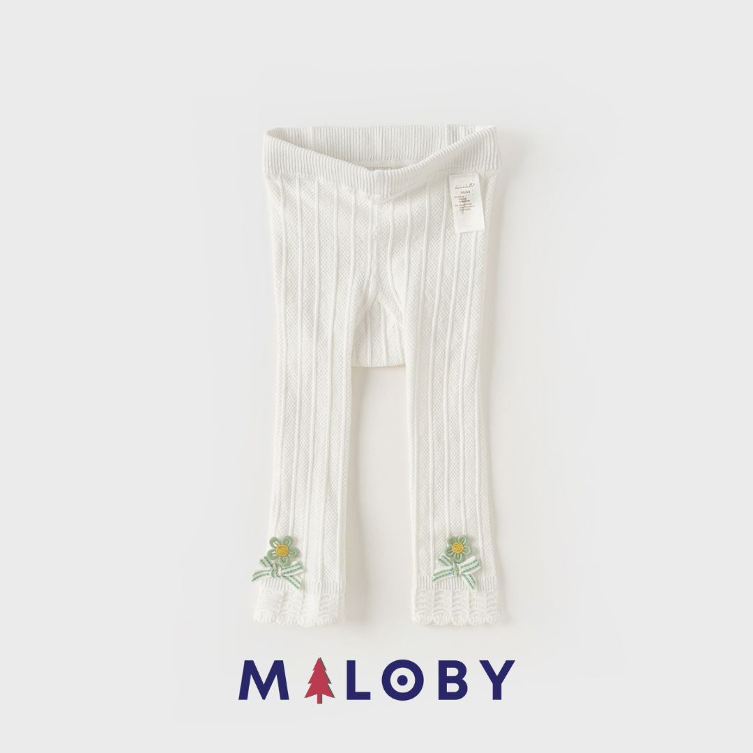 Legging côtelé fille-Blanc -robes et ensembles pour filles, bébés et garcons - MALOBY