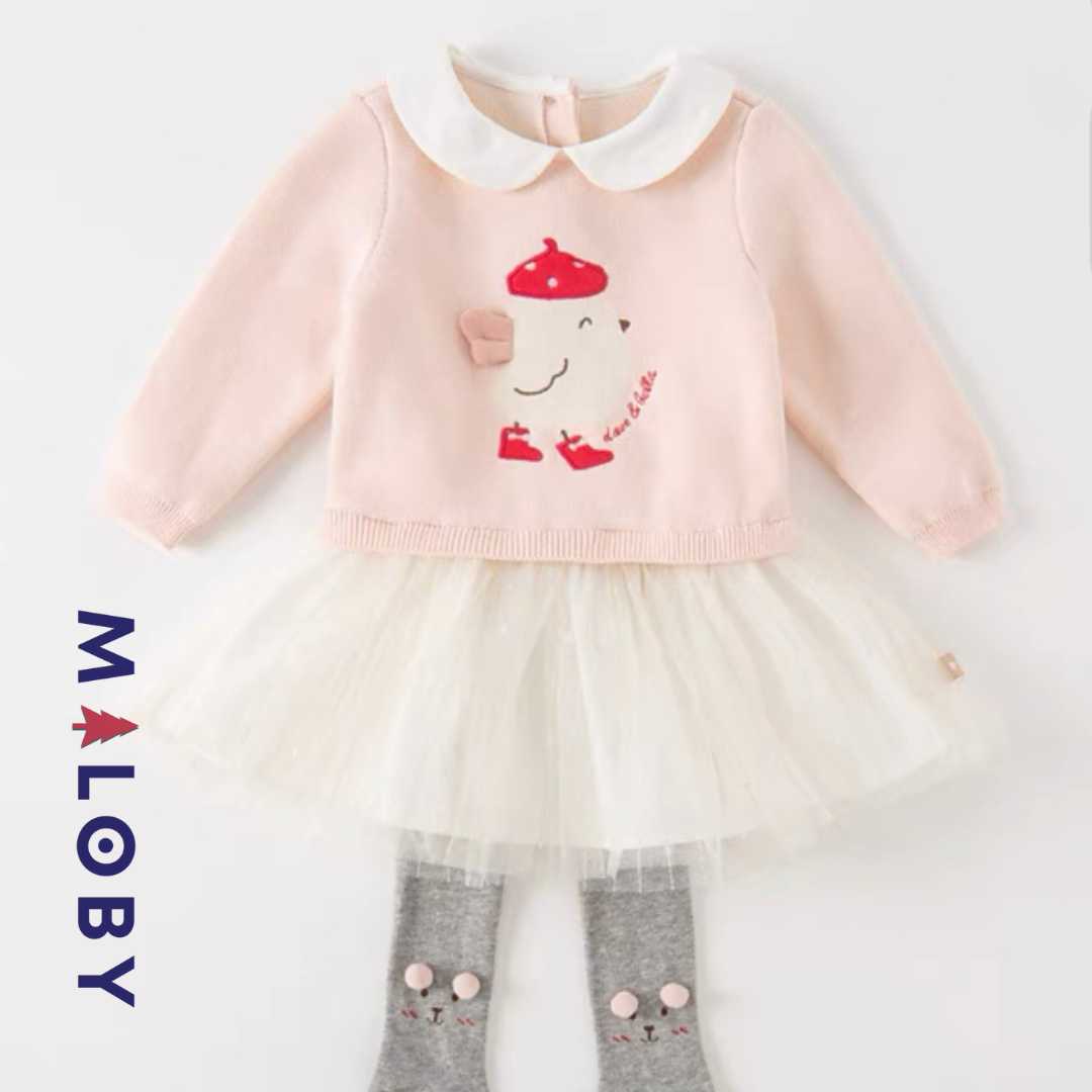 Robe bi-matière effet 2 en 1 - Rose -robes et ensembles pour filles, bébés et garcons - MALOBY