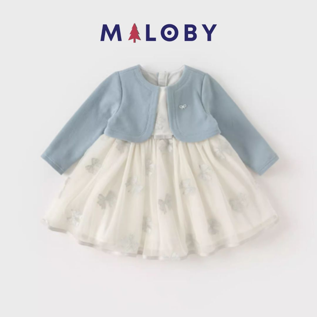 Robe cérémonie avec Boléro integré- Bleu ciel -robes et ensembles pour filles, bébés et garcons - MALOBY