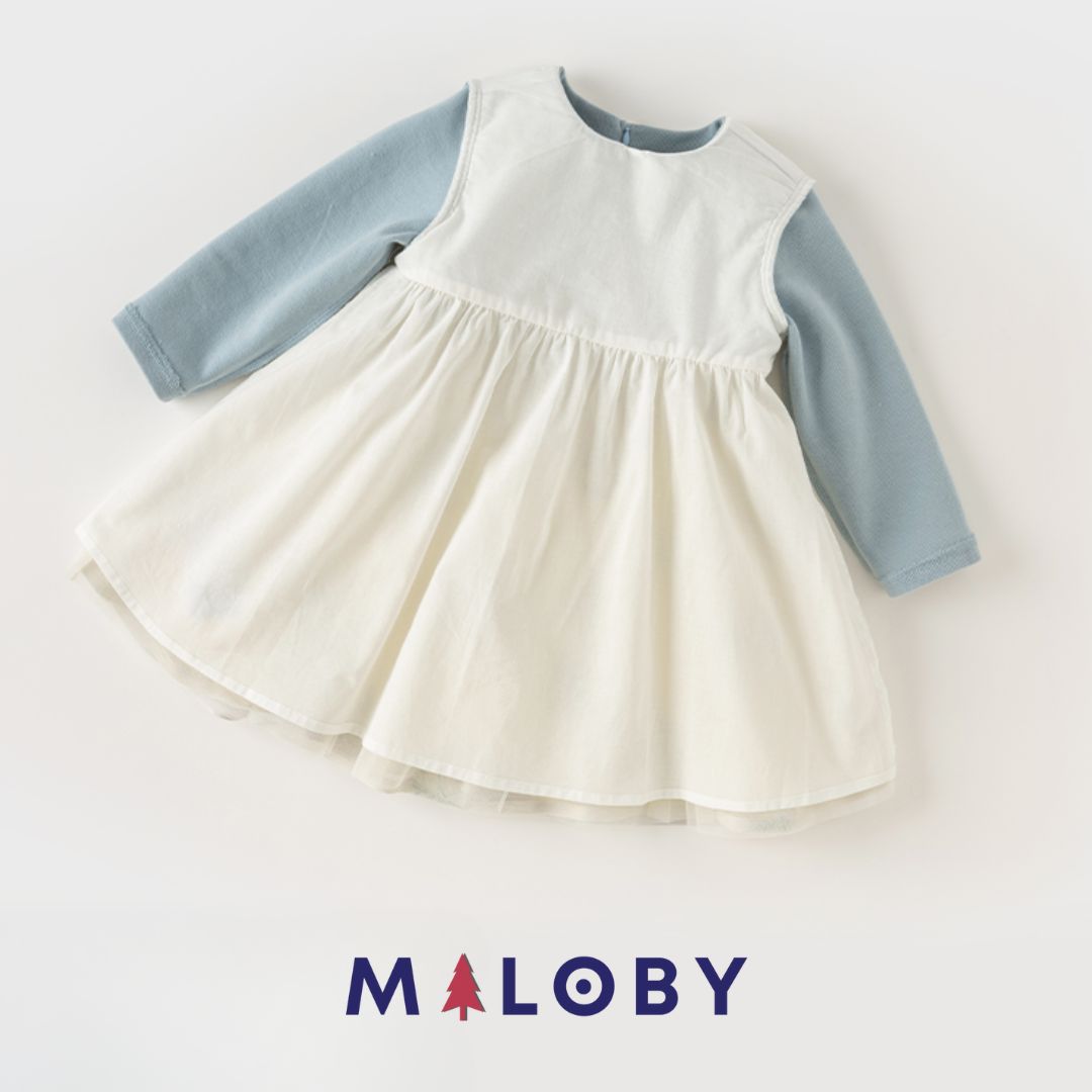 Robe cérémonie avec Boléro integré- Bleu ciel -robes et ensembles pour filles, bébés et garcons - MALOBY