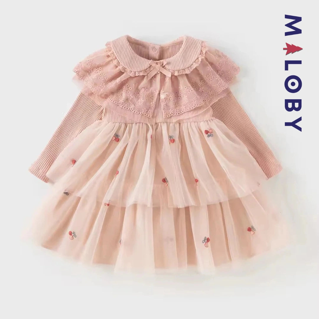 Robe cérémonie style anglais enfant fille -rose