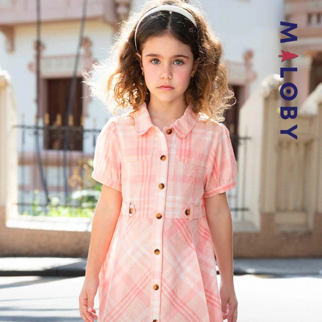 Robe d'Été badge brodé enfant fille - imprimé carreaux