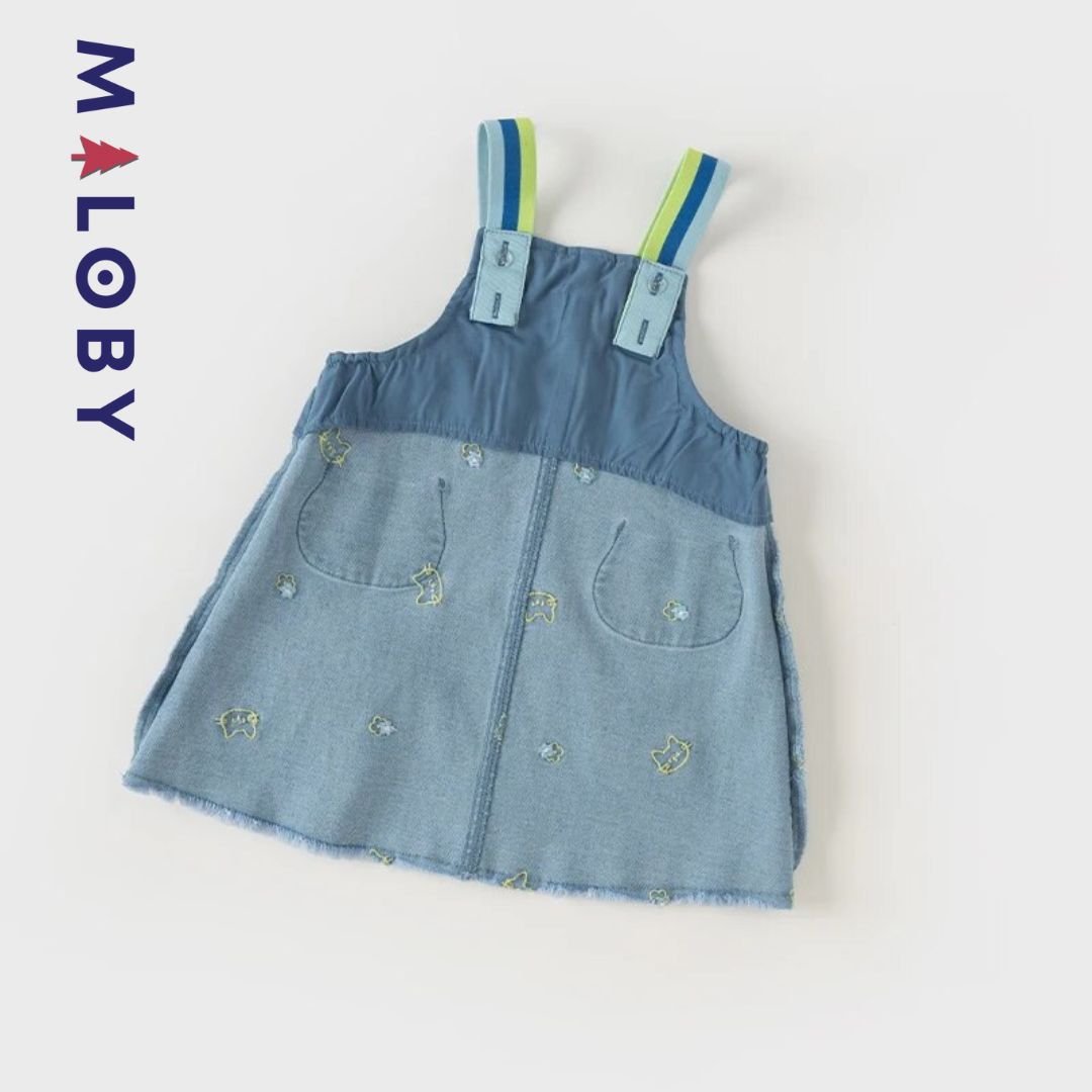 Robe salopette en jean fille -robes et ensembles pour filles, bébés et garcons - MALOBY