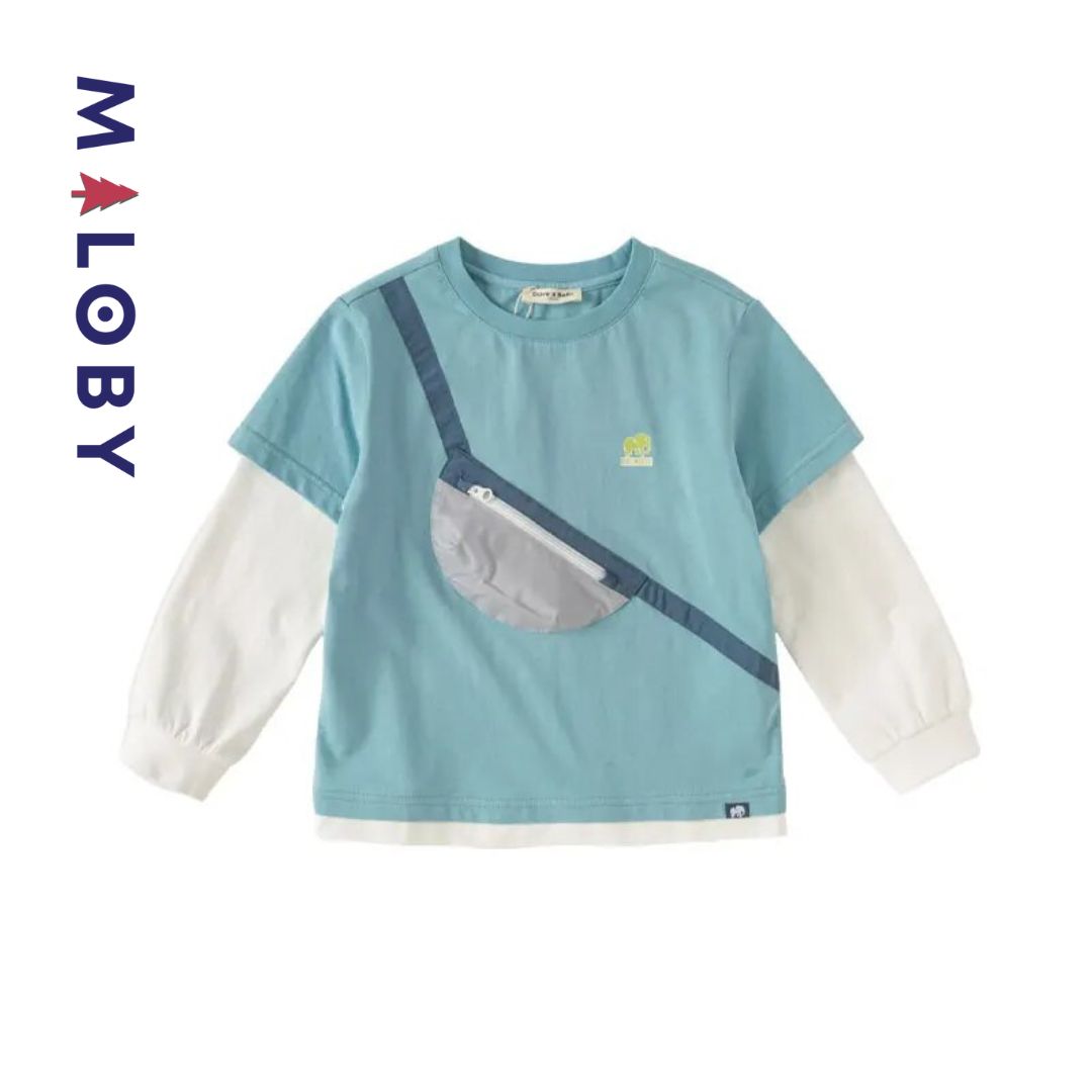 T-shirt doubles manches garçon - bleu -robes et ensembles pour filles, bébés et garcons - MALOBY