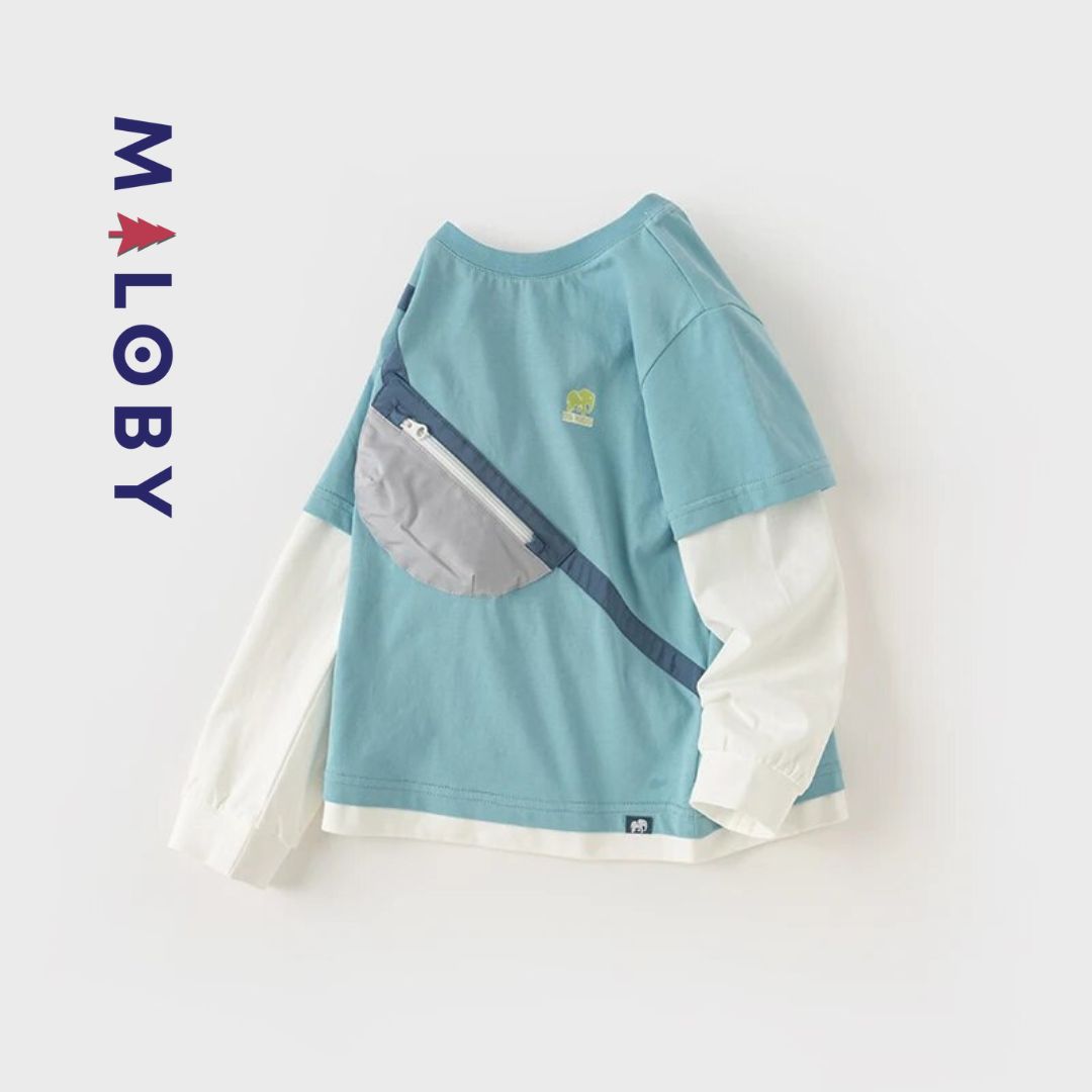T-shirt doubles manches garçon - bleu -robes et ensembles pour filles, bébés et garcons - MALOBY