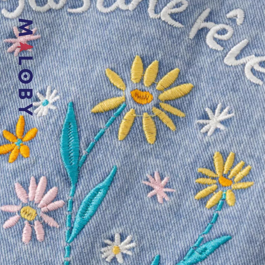 Veste en Jean brodée- Fille -robes et ensembles pour filles, bébés et garcons - MALOBY