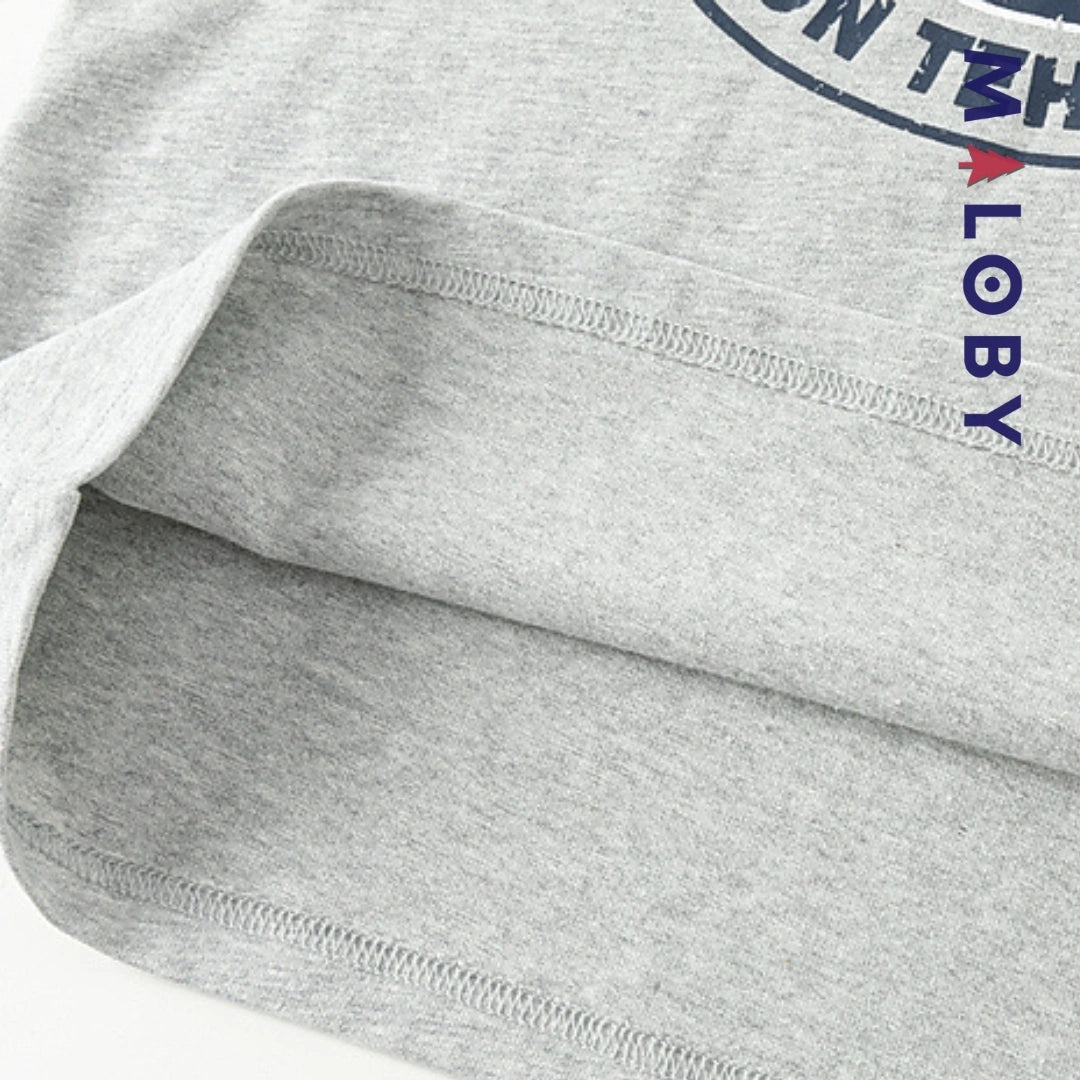 T-shirt graphique enfant garçon gris manches raglan en coton anti-allergiques