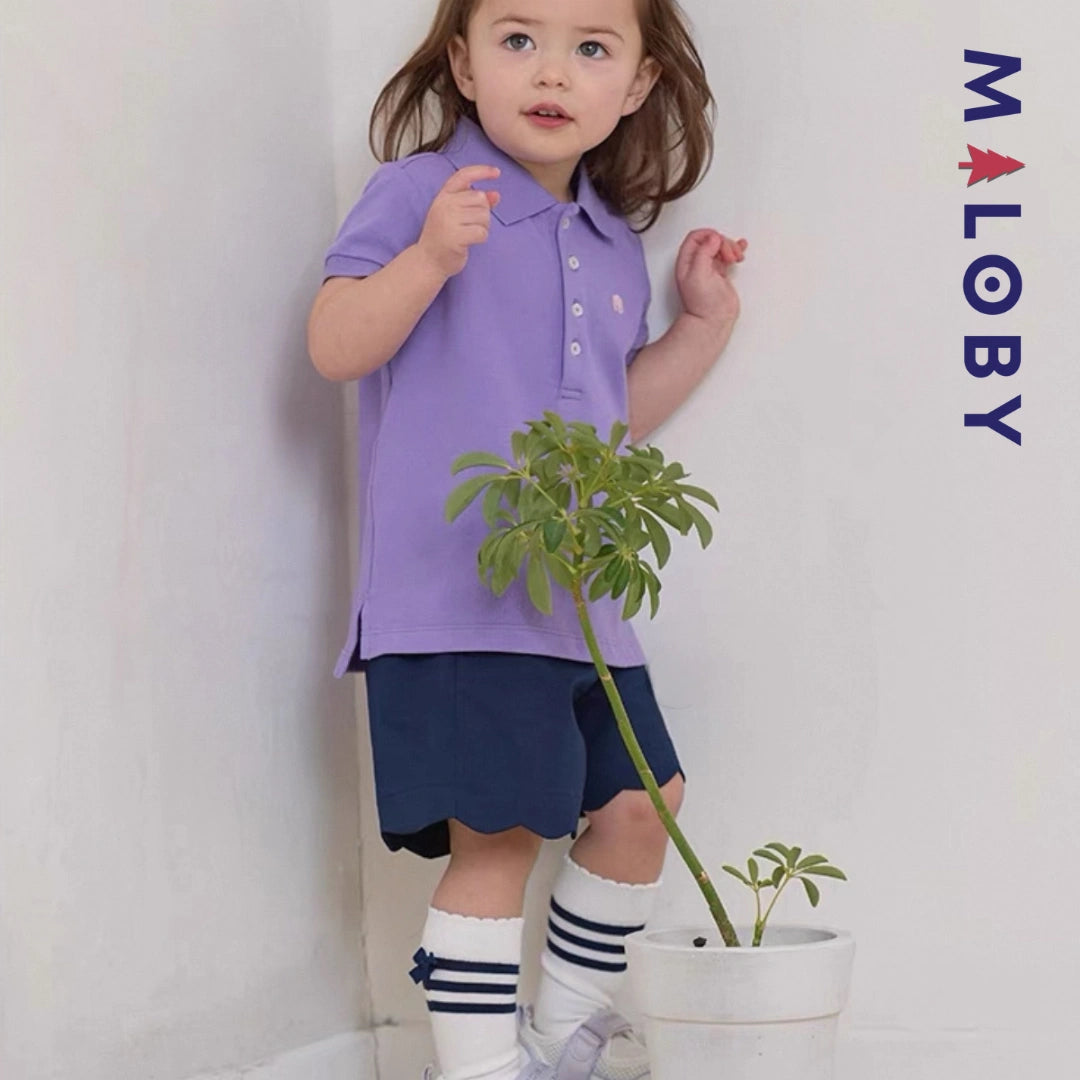 T-shirt polo d'Eté manches courtes enfant fille -Rose/Violet