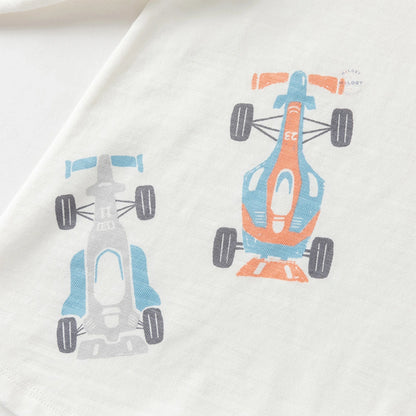 T-shirt en pur coton motif graphique enfant garçon bleu et blanc - MALOBY