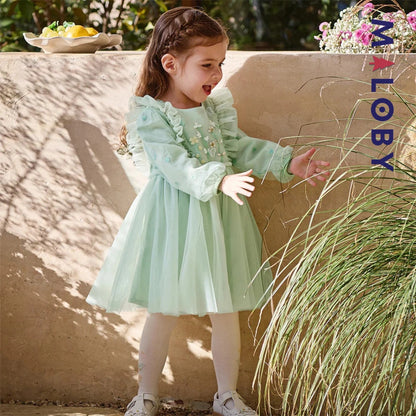 Robe cérémonie brodée fleurs enfant fille -Vert