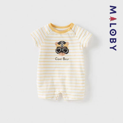 Combinaison rayé motif fantaisie Bébé garçon -Jaune