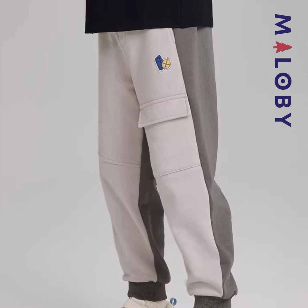 Pantalon jogging avec poches à rabat sport enfant garçon -Gris -robes et ensembles pour filles, bébés et garcons - MALOBY