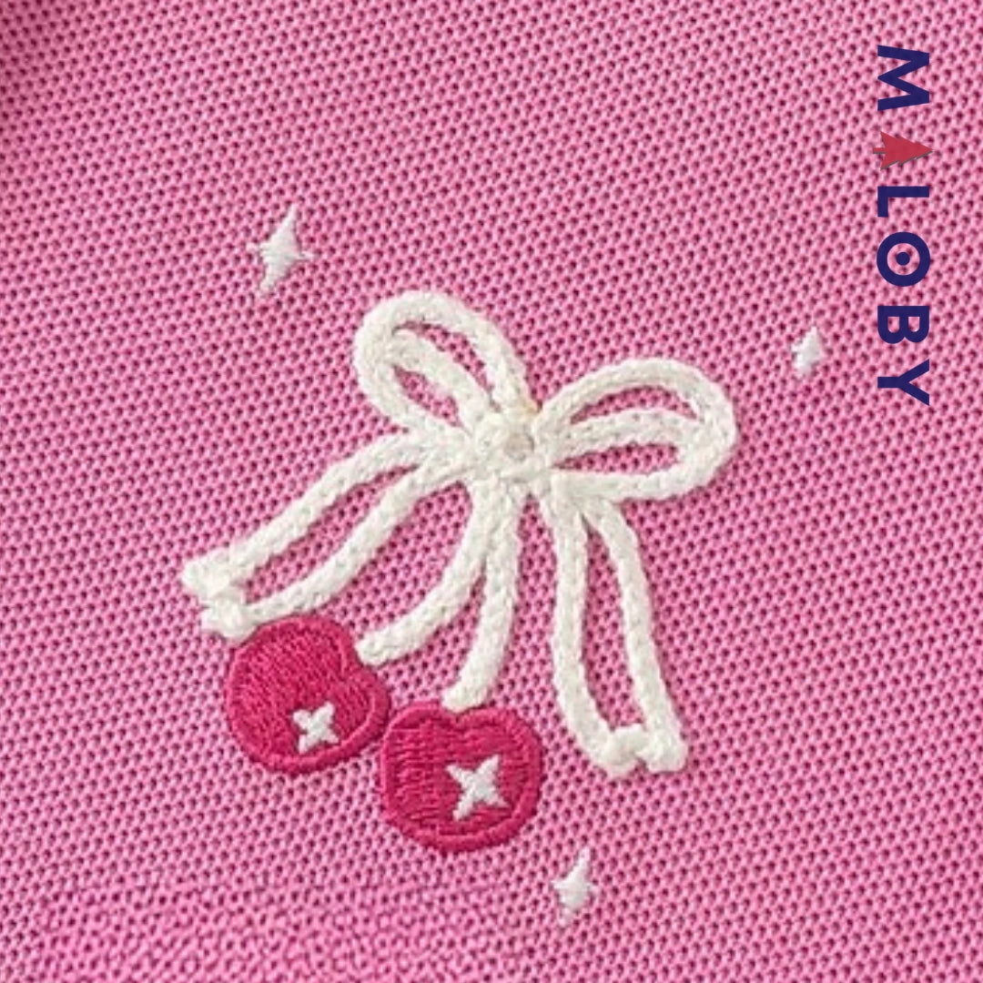 Robe polo pour été en piqué de coton enfant fille -Rose