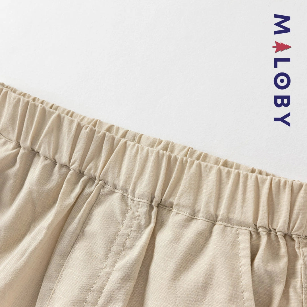 Ensemble Été en lin chemise+short -Kaki