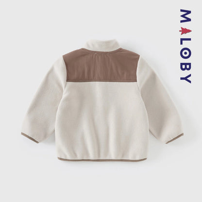Sweat zippé en maille polaire enfant garçon - Beige -robes et ensembles pour filles, bébés et garcons - MALOBY
