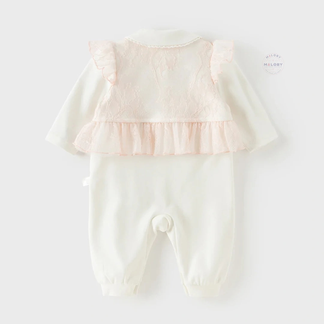 Combinaison habillée effet 2 en 1 enfant fille rose, vêtement bébé maroc - MALOBY