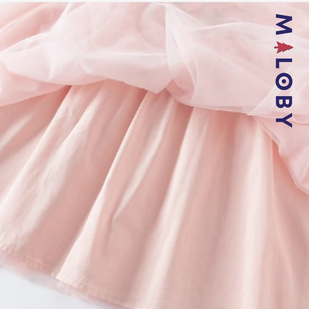 Robe de cérémonie en tulle - rose/jaune