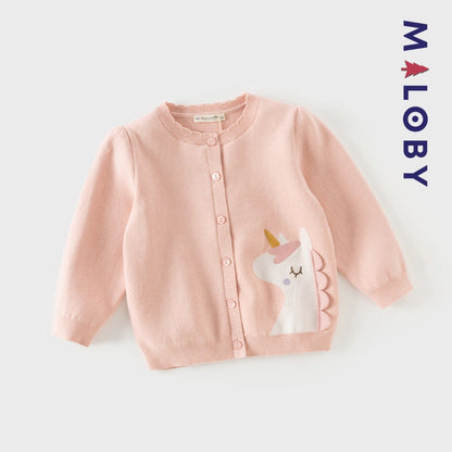 Cardigan licorne enfant fille- Rose -robes et ensembles pour filles, bébés et garcons - MALOBY