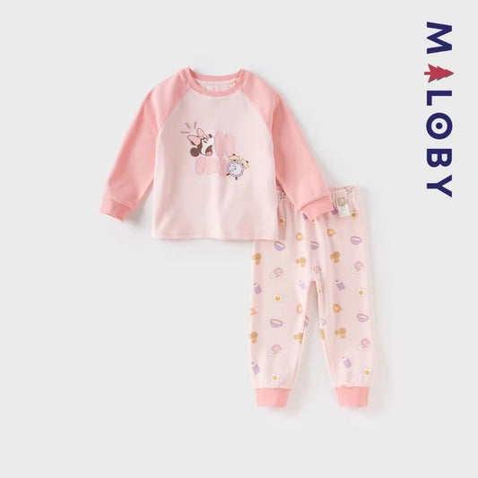 Pyjama 2 pièces manches longues enfant fille -Rose -robes et ensembles pour filles, bébés et garcons - MALOBY