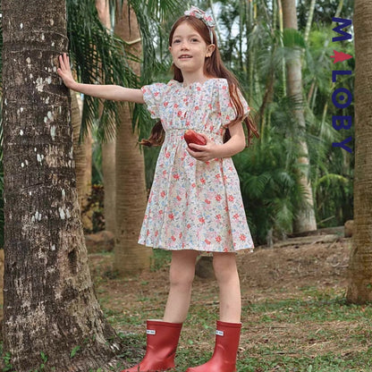 Robe fleurie manches courtes enfant fille- Floral